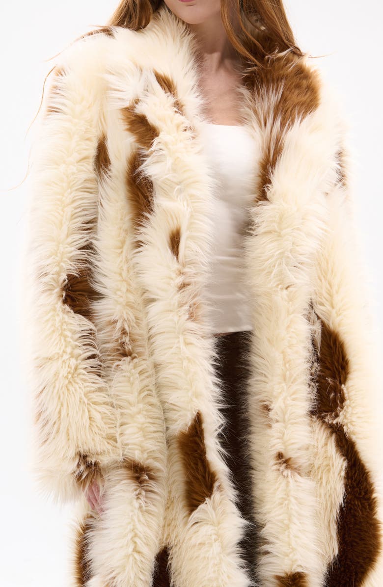 AZALEA WANG Miles Faux Fur Coat, Alternate, color, Cream Multi