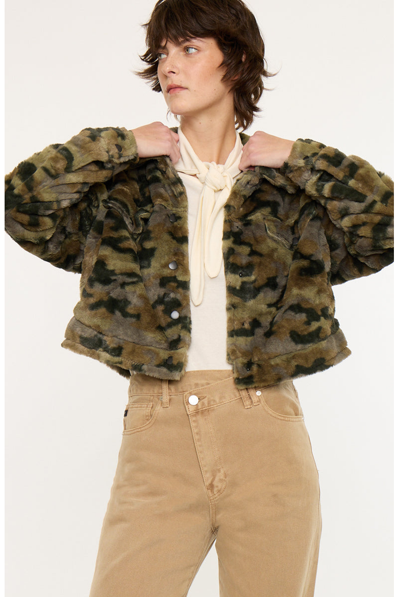 Jax Faux Fur Camo Jacket, Alternate, color, Camouflage