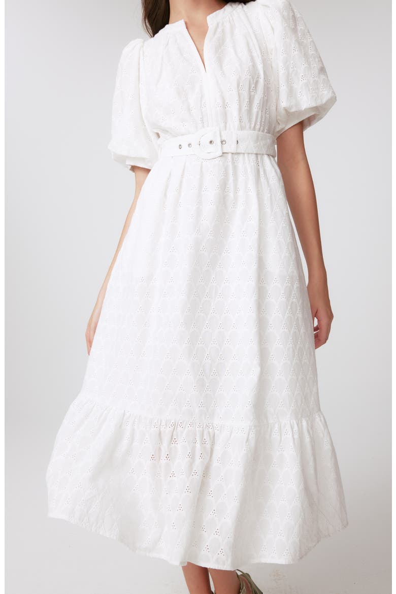 Polina Cotton Eyelet Midi Dress, Alternate, color, IVORY