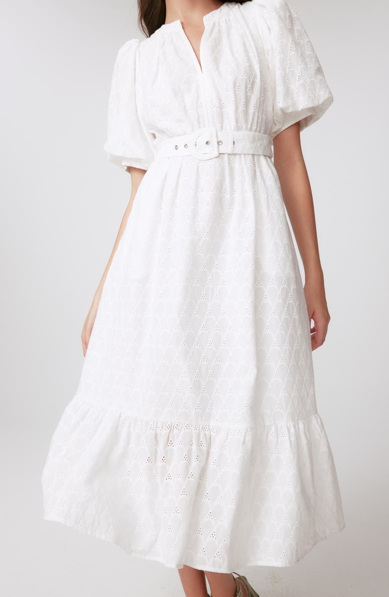 Diane von Furstenberg Polina Cotton Eyelet Midi Dress, Alternate, color, 