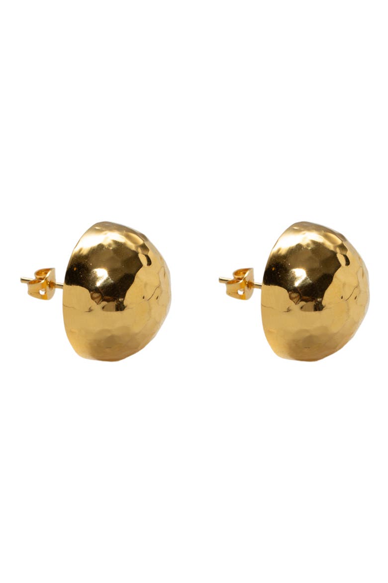 Hammered Button Stud Earrings, Main, color, GOLD