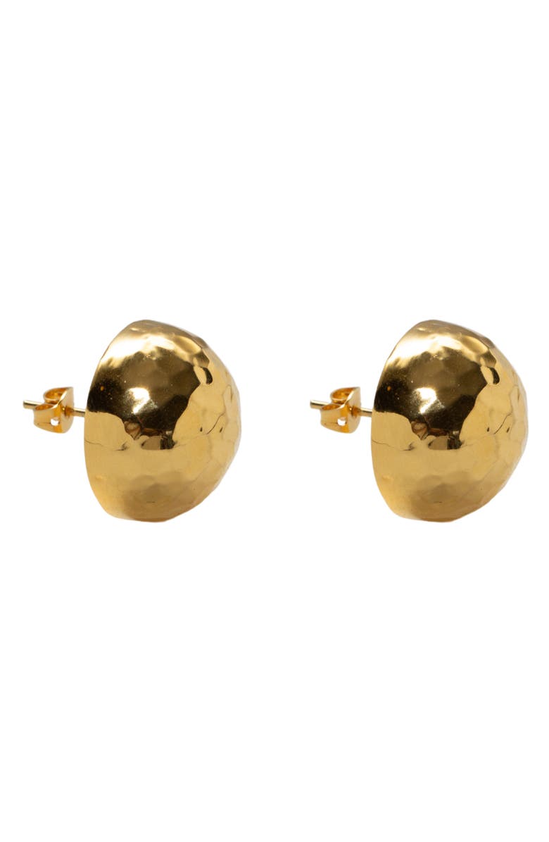 ARGENTO VIVO Hammered Button Stud Earrings, Main, color, Gold