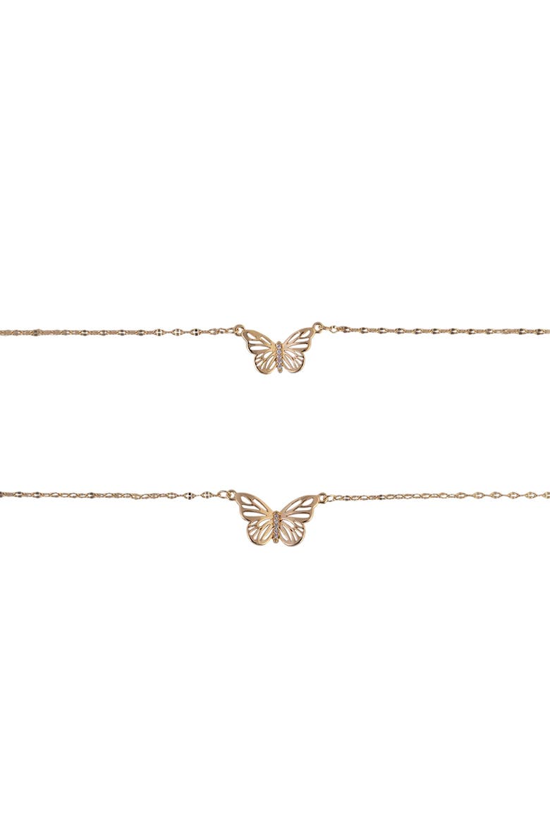 Tear and Share Silver Tone Butterfly Pendant Necklaces, Alternate, color, Gold