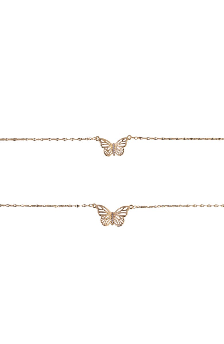 Hallmark Tear and Share Silver Tone Butterfly Pendant Necklaces, Alternate, color, Gold