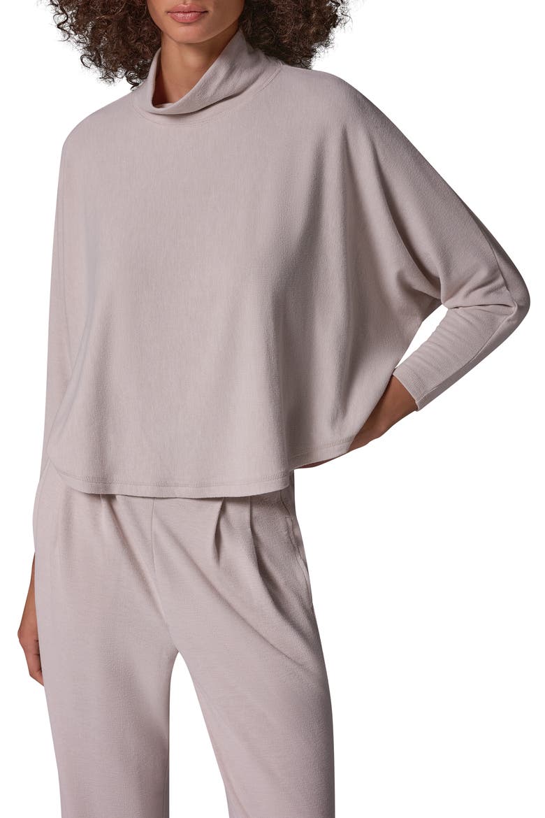 Brushed Jersey Dolman Funnel Neck Top, Main, color, OAT HEATHE