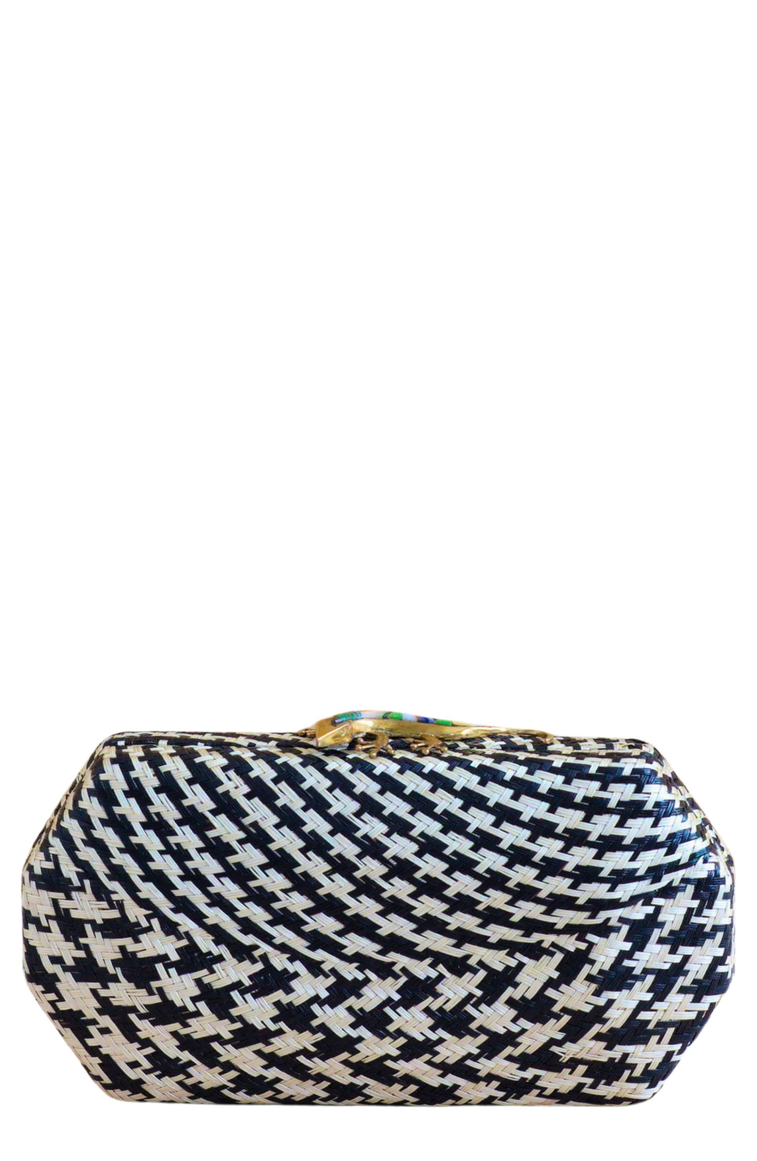 LIKHA Houndstooth Octagon Clutch, Main, color, Black