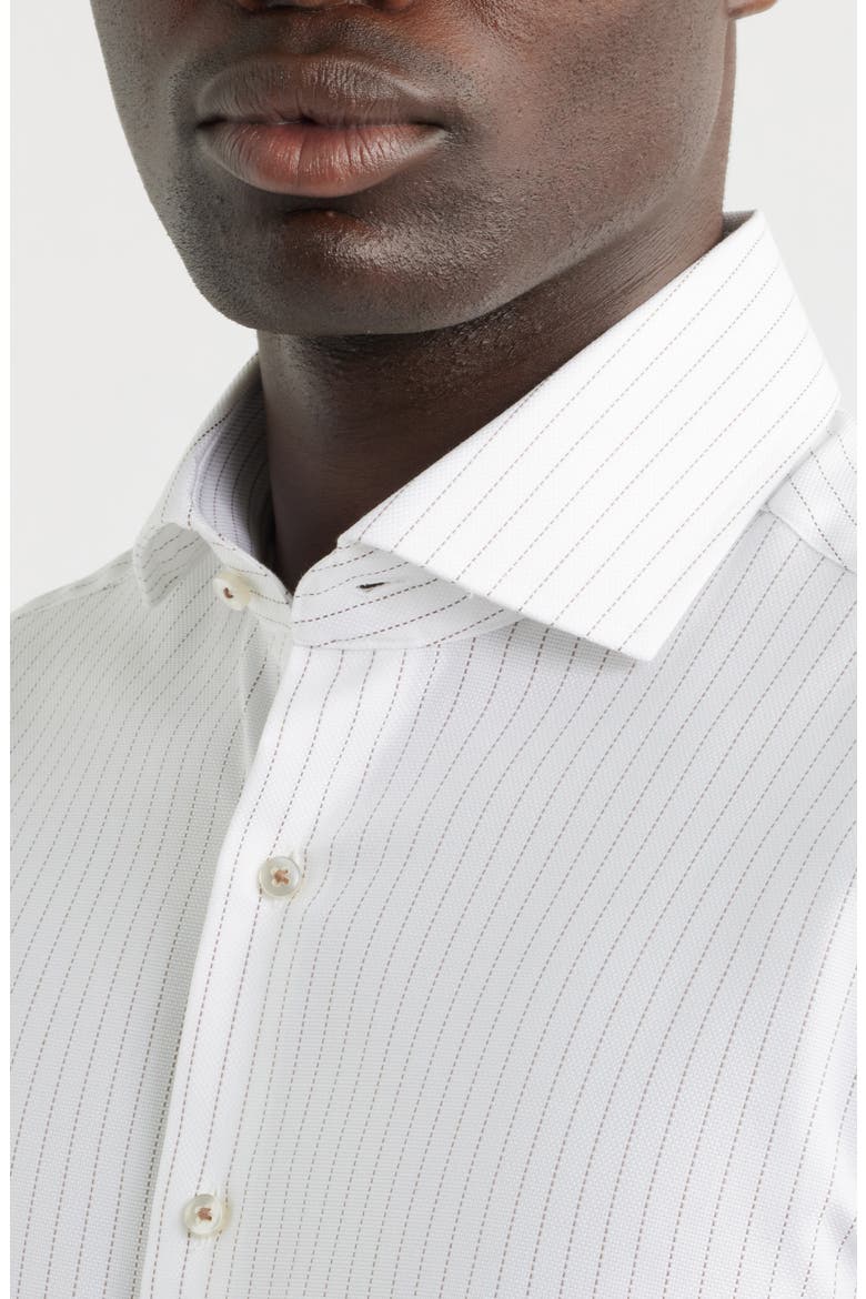 Modern Fit Stripe Non-Iron Cotton Dress Shirt, Alternate, color, BROWN