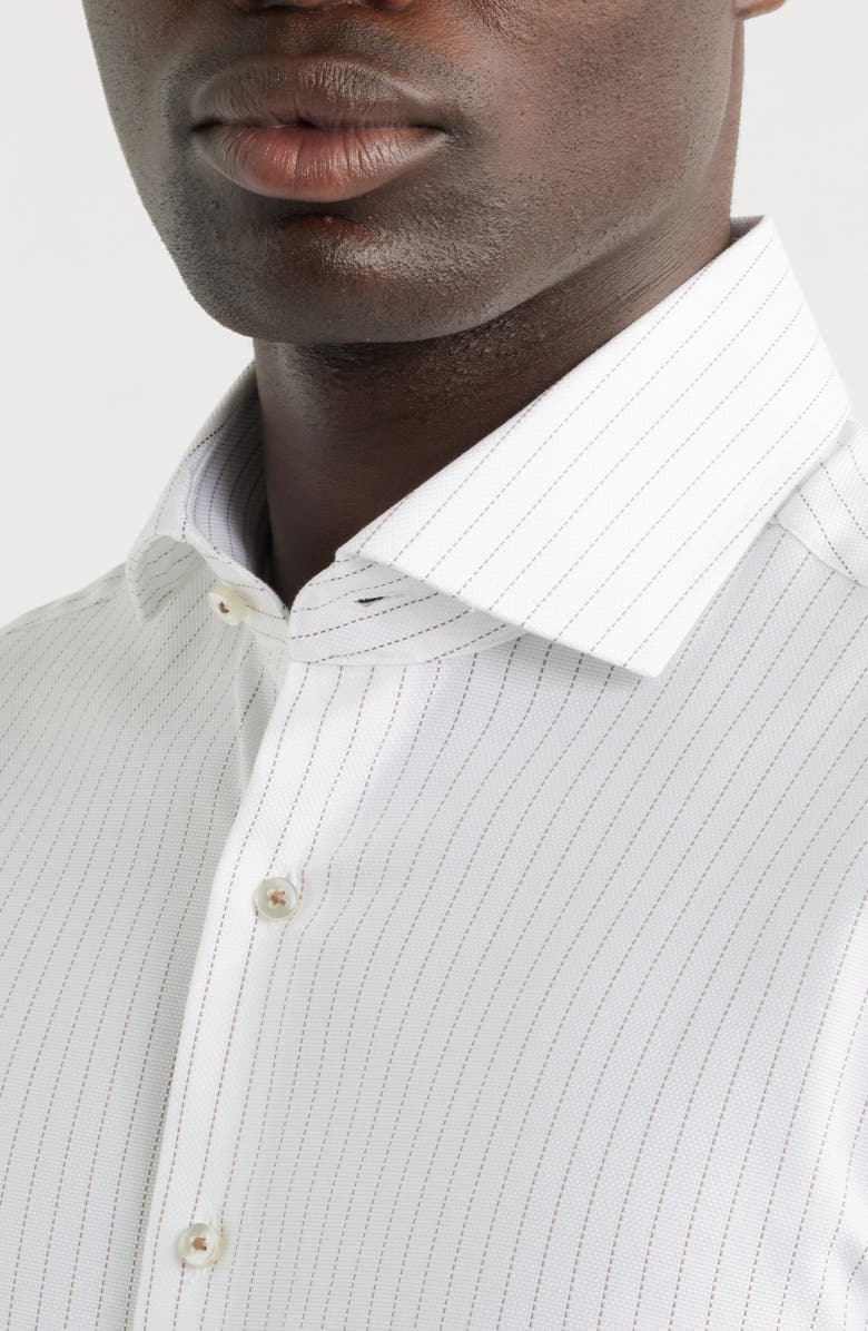 1863 by Eterna Modern Fit Stripe Non-Iron Cotton Dress Shirt, Alternate, color, Brown