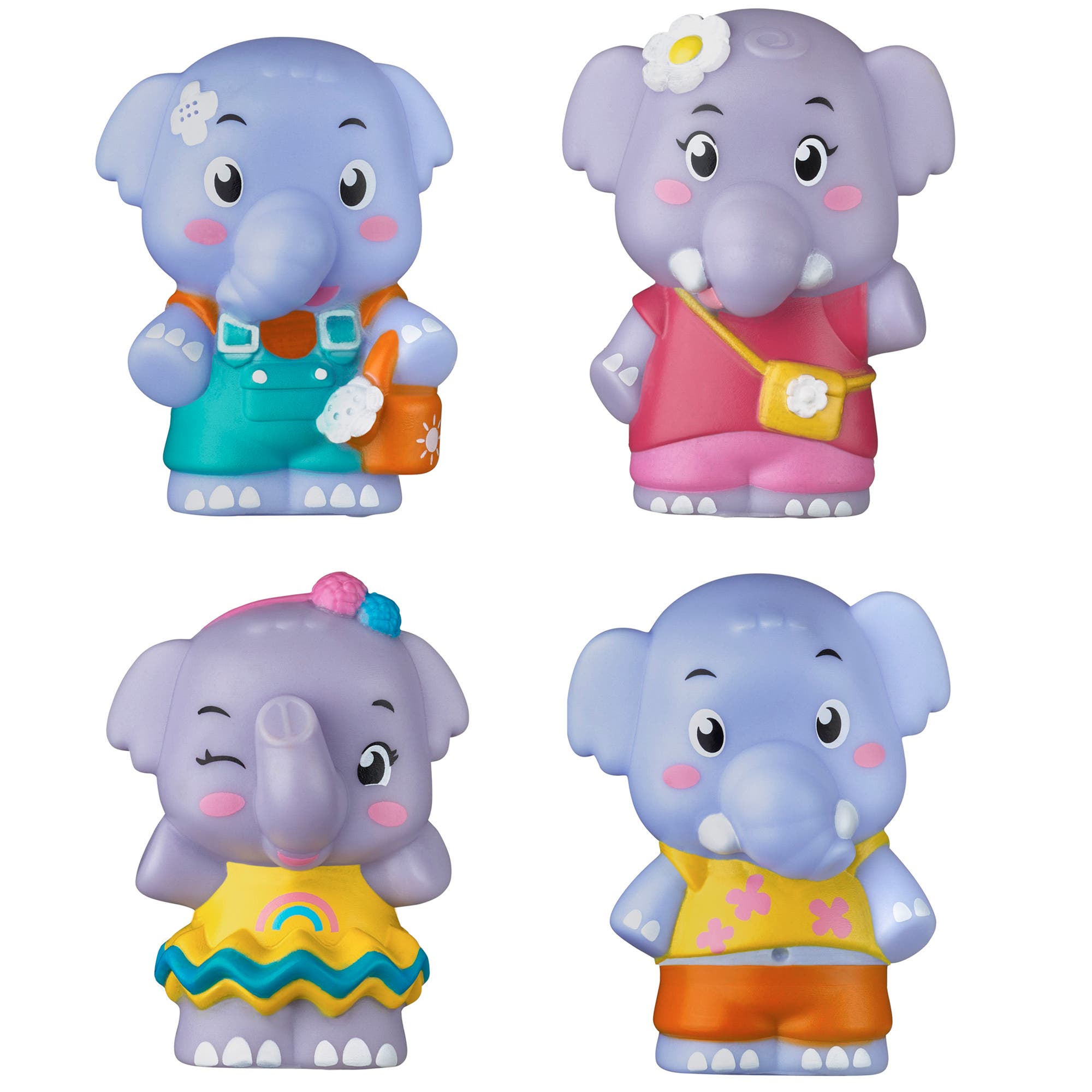 Timber Tots Elephant Family 4 Mini Figures, Jungle Playset, Kidstoddlers in Multicolored 