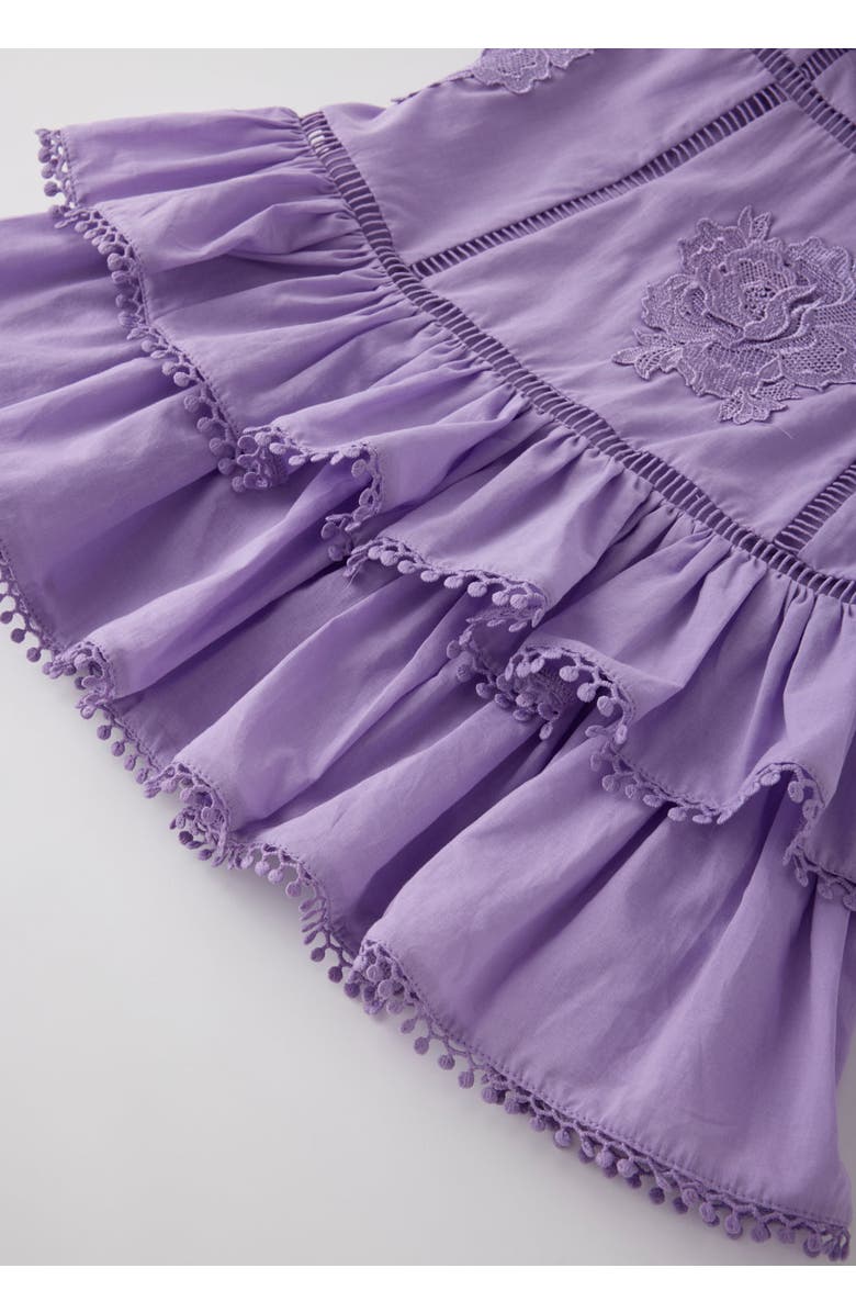 Marlo Kids Carloyn Frill Cotton Mini Dress, Alternate, color, Lavender