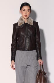 Walter Baker Liza Leather Fur Jacket