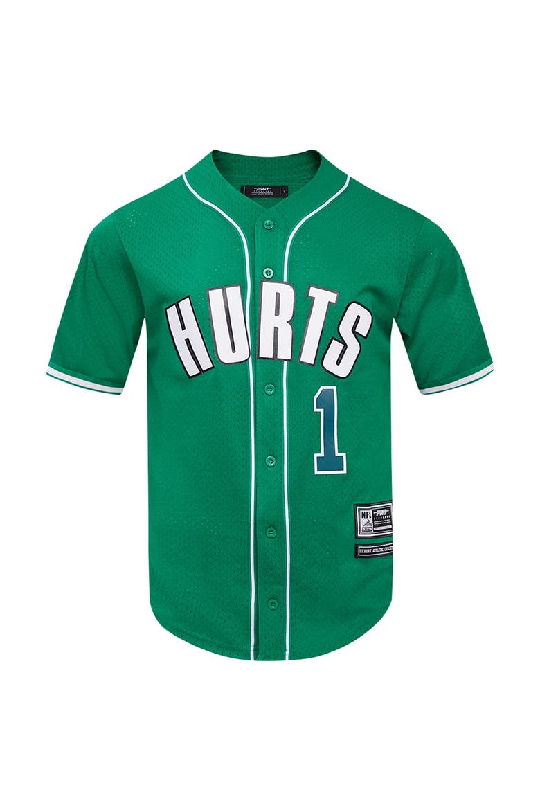 Men's Pro Standard Jalen Hurts Kelly Green Philadelphia Eagles Mesh Button-Up Baseball Jersey, Alternate, color, Kelly Green