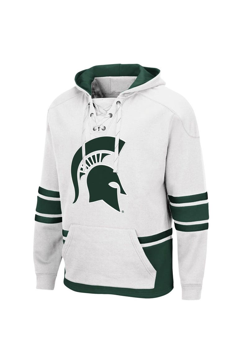 Men's Colosseum White Michigan State Spartans Lace Up 3.0 Pullover Hoodie, Alternate, color, White