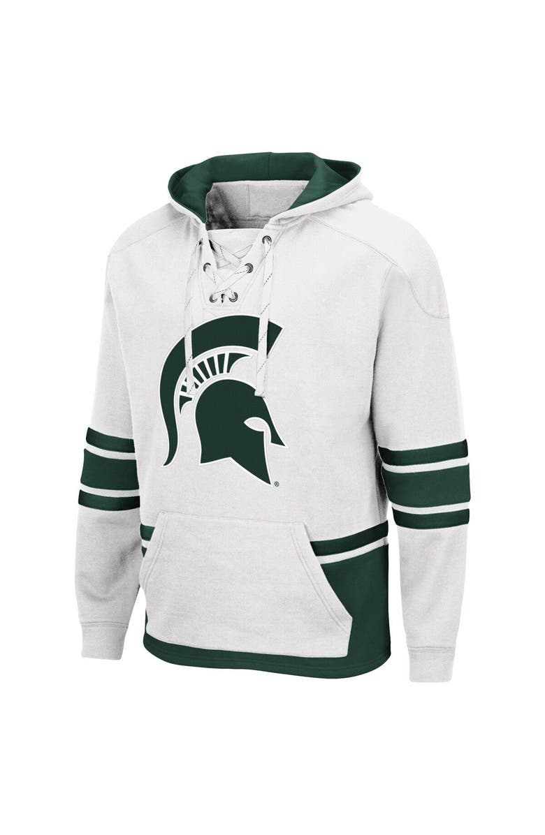 COLOSSEUM Men's Colosseum White Michigan State Spartans Lace Up 3.0 Pullover Hoodie, Alternate, color,