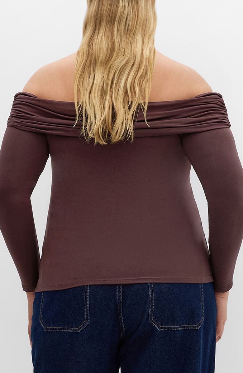 City Chic Jojo Off the Shoulder Top, Alternate, color, Chocolate