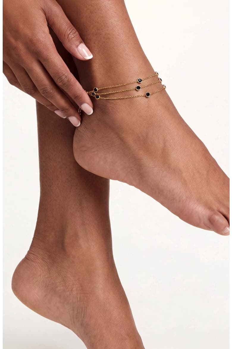 Fine Details Cubic Zirconia Anklet, Alternate, color, BLACK