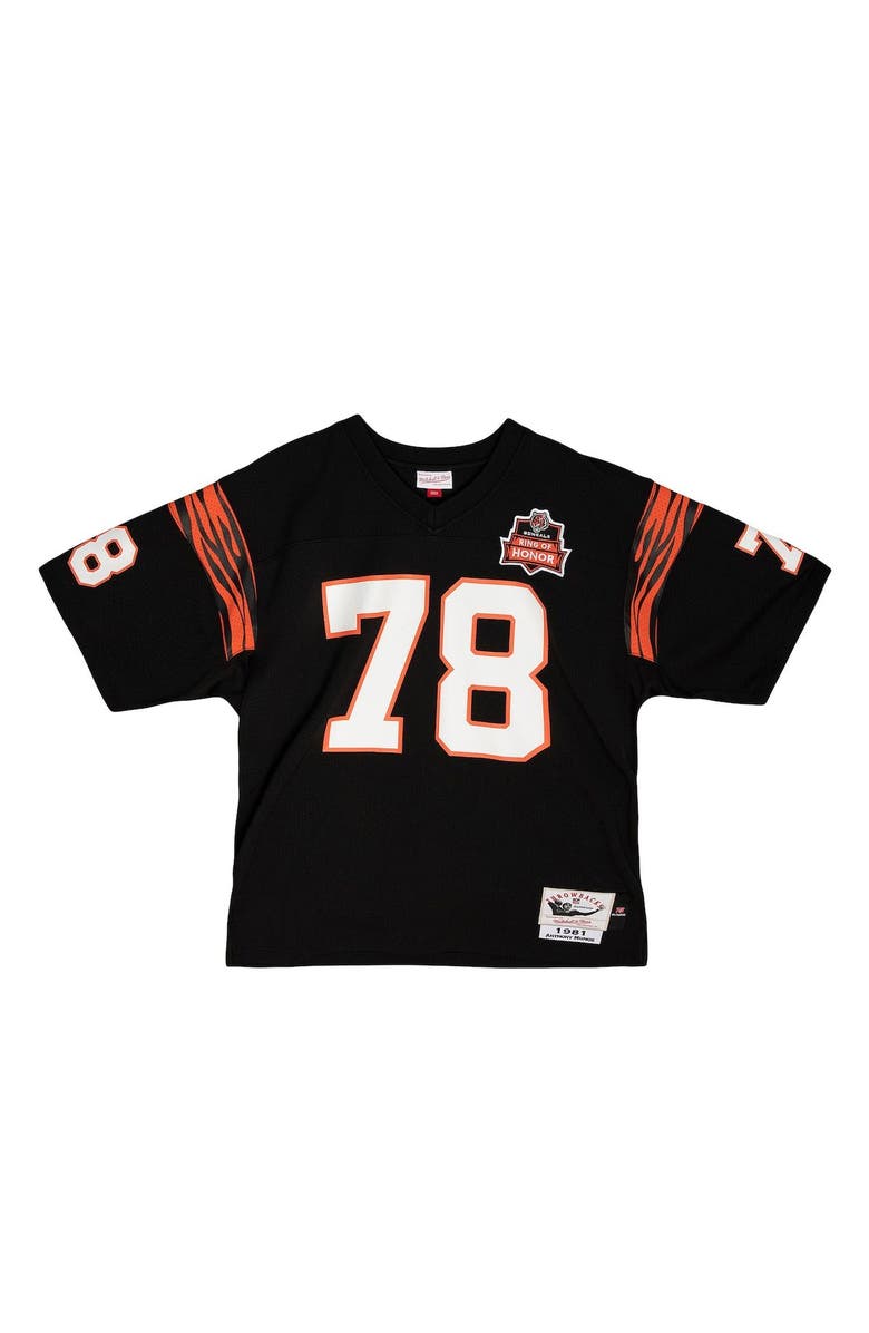Mitchell & Ness Men's Mitchell & Ness Anthony Muñoz Black Cincinnati Bengals 2004 Authentic Throwback Retired Player Jersey, Alternate, color,