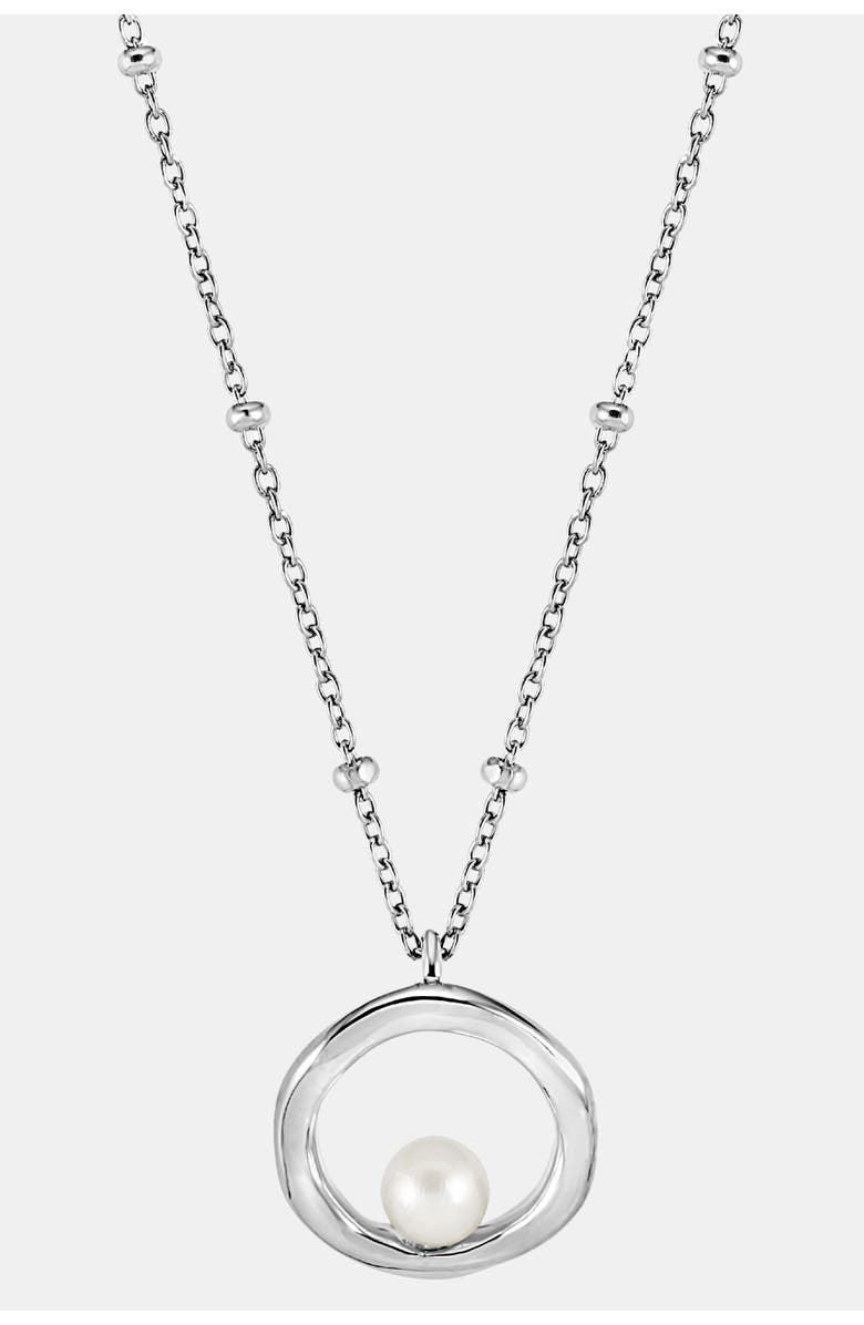 Dower & Hall Open Circle & White Pearl Waterfall Pendant, Main, color, Sterling Silver