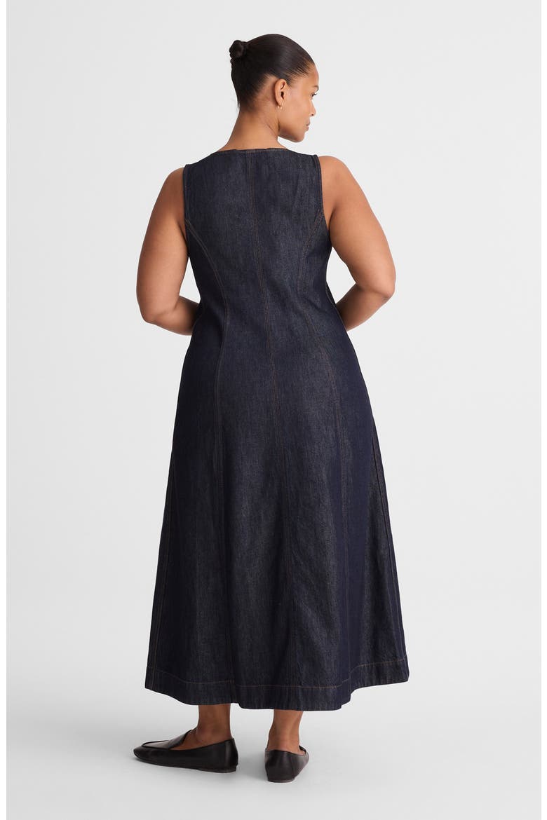 Seamed Button Front Midi Dress, Alternate, color, RINSE WASH