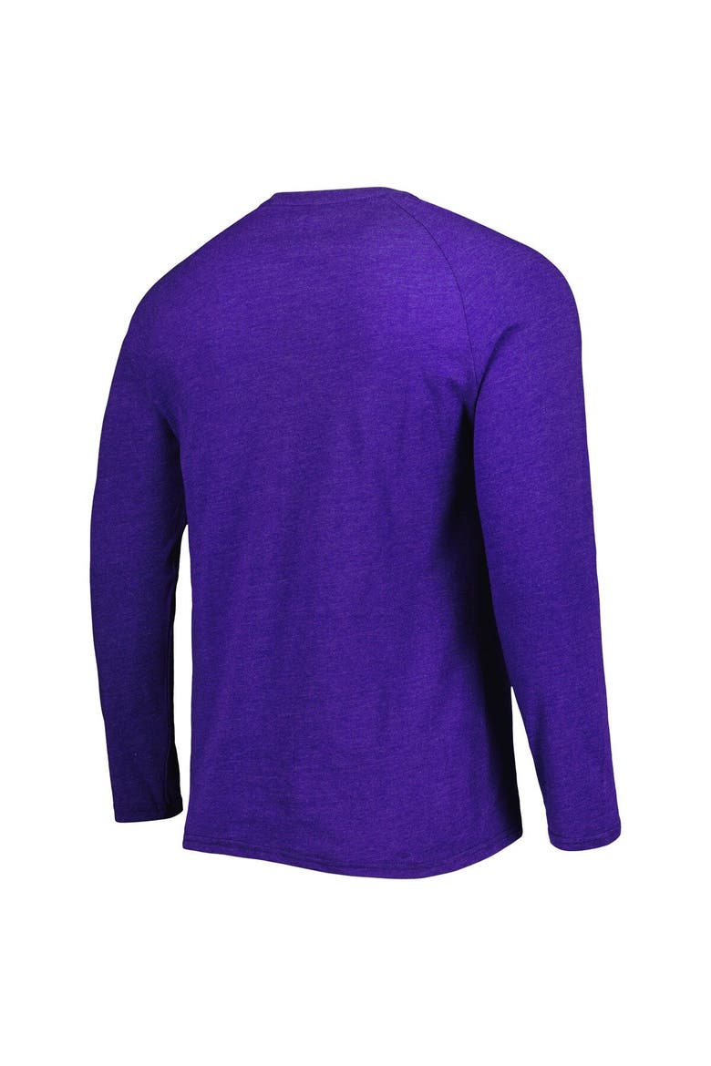 Men's Concepts Sport Heathered Purple Los Angeles Lakers Left Chest Henley Raglan Long Sleeve T-Shirt, Alternate, color, Heather Purple
