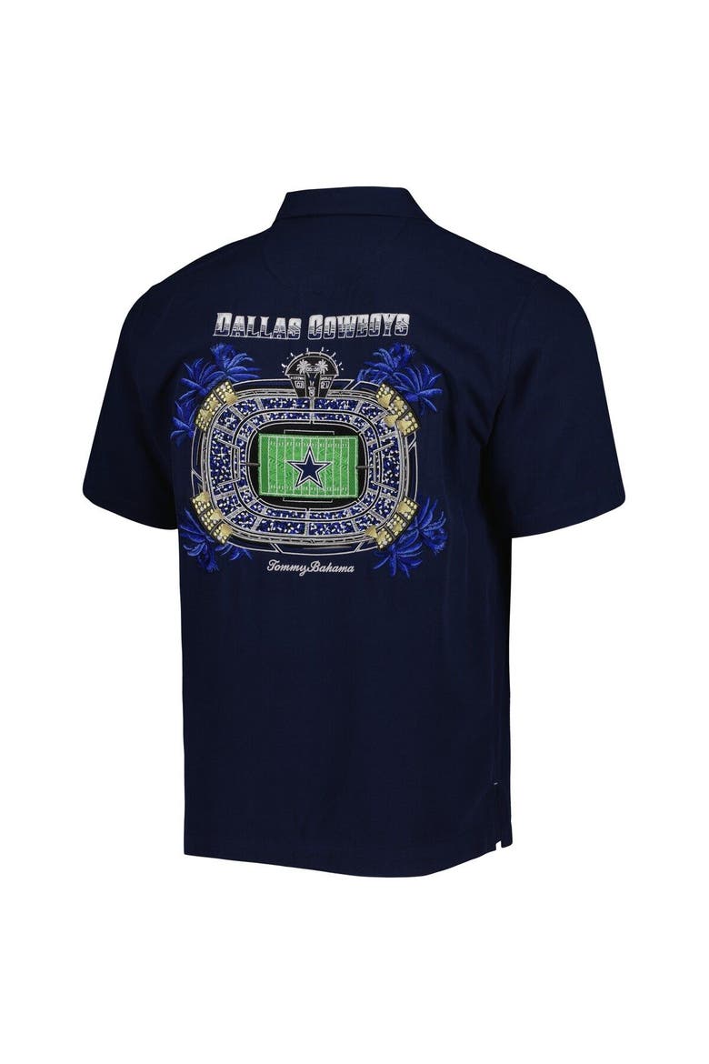 Men's Tommy Bahama Navy Dallas Cowboys Top of Your Game Camp Button-Up Shirt, Alternate, color, Navy