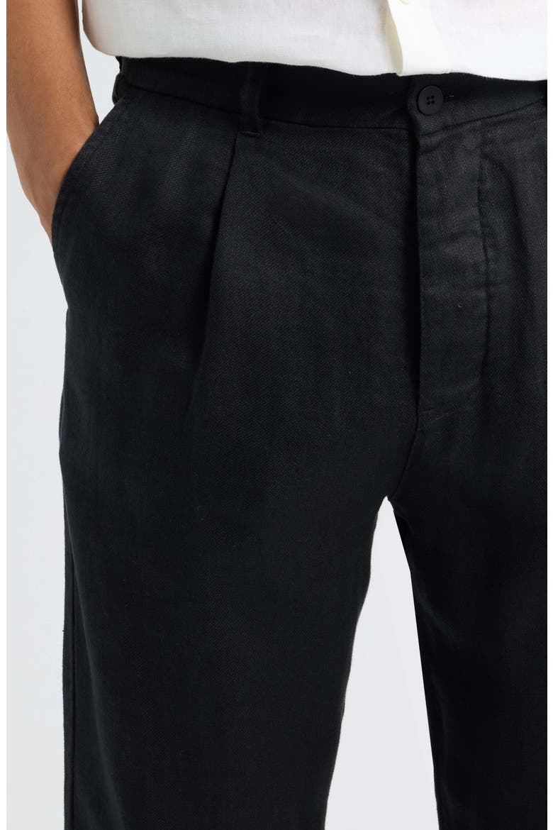 Alta Pleated Linen Trousers, Alternate, color, NIGHT
