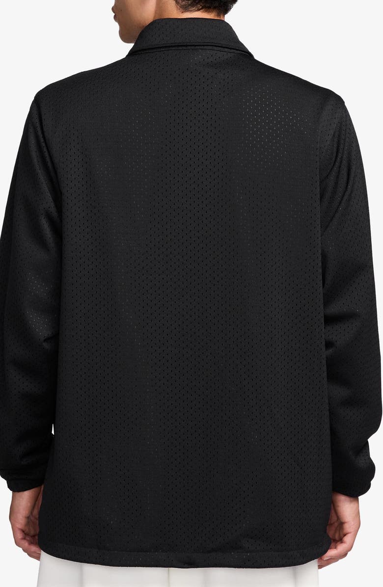 Nike Logo Detail Mesh Coach Jacket, Alternate, color, Black/ Saffron Quartz
