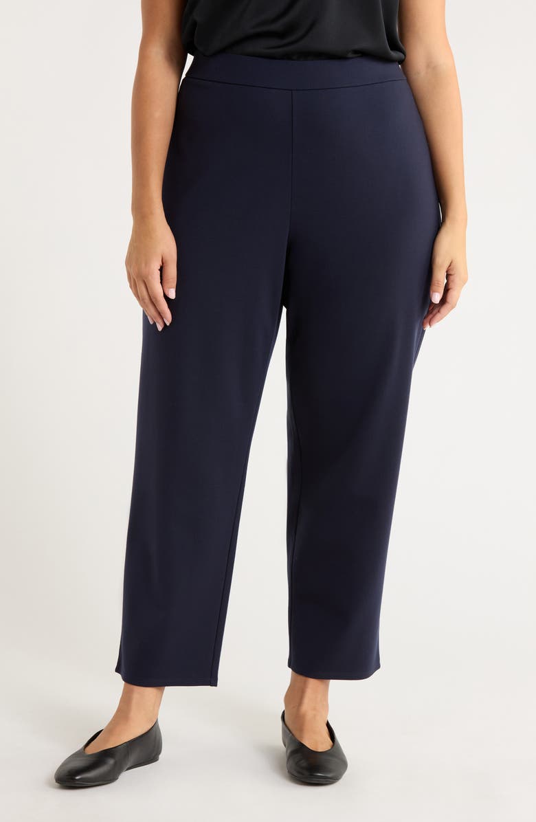 Eileen Fisher Double Knit Ankle Straight Leg Pants, Main, color, Ink