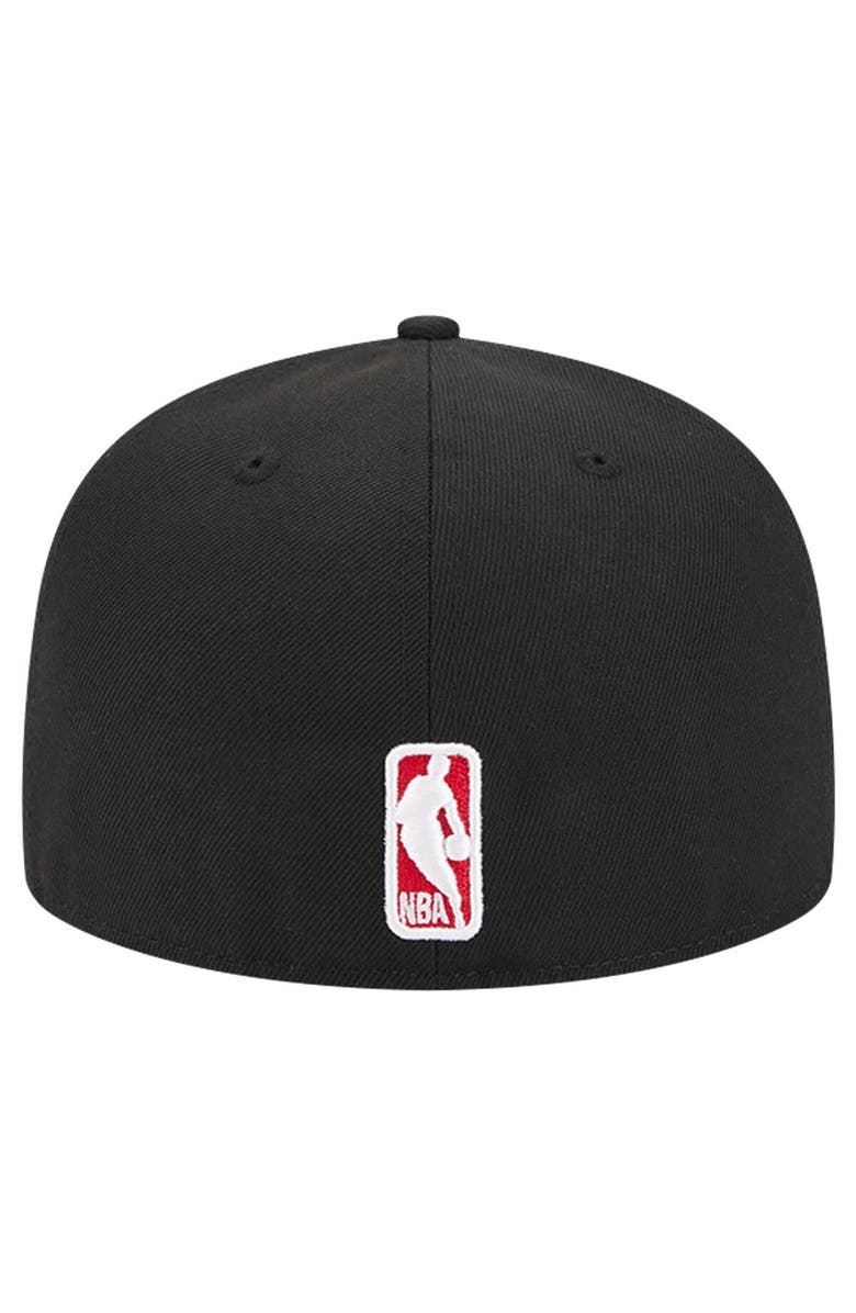 New Era Men's New Era Black Chicago Bulls Court Sport Leather Applique 59FIFTY Fitted Hat, Alternate, color,