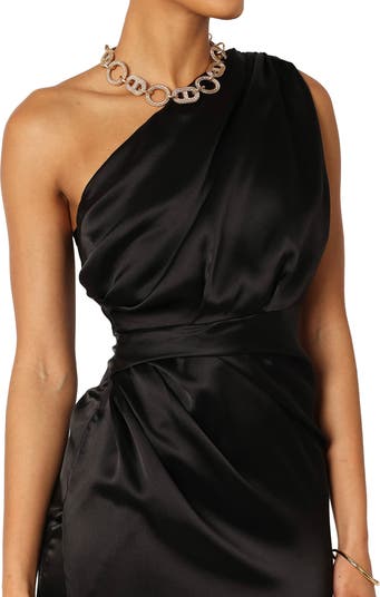 Nadia One-Shoulder Satin Maxi Dress