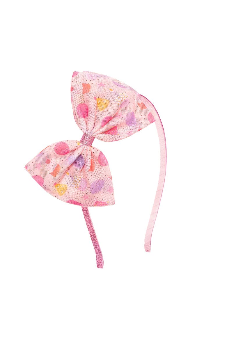 Sweet Wink Birthday Party Tulle Bow Headband, Main, color, Multicolor