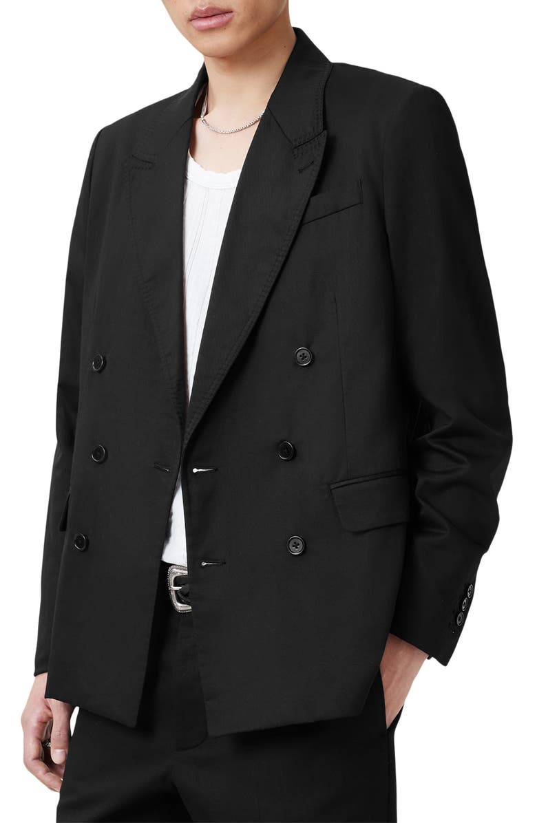 AllSaints Newton Double Breasted Cotton Blazer, Alternate, color, 
