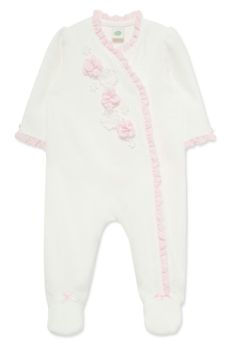 Velour Flowers Footie, Main, color, IVORY
