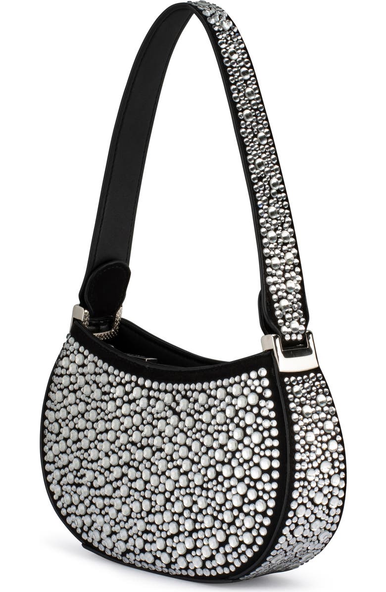 Olga Berg Desie Crystal Shoulder Bag, Alternate, color, Black