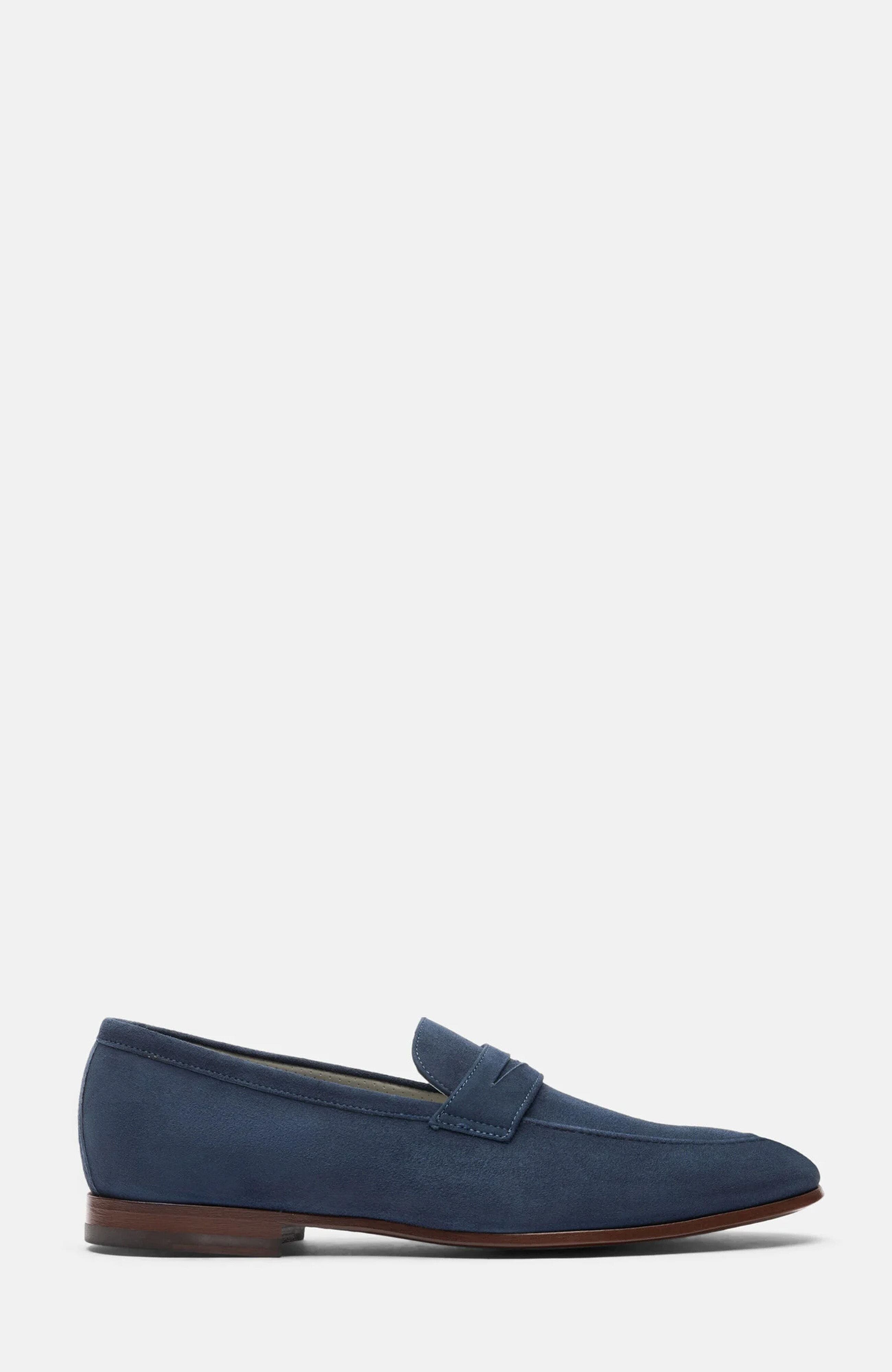 Marzio Loafers, Alternate, color, Dark Blue Suede