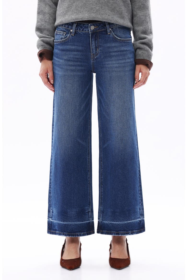 Low Rise Ankle Wide Leg Jeans, Main, color, DARK BLUE