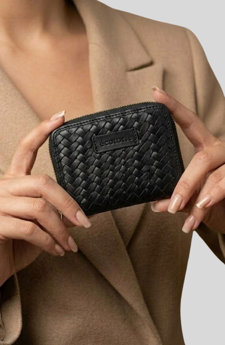 Ecotorie Katy Woven Leather Wallet, Alternate, color, Black
