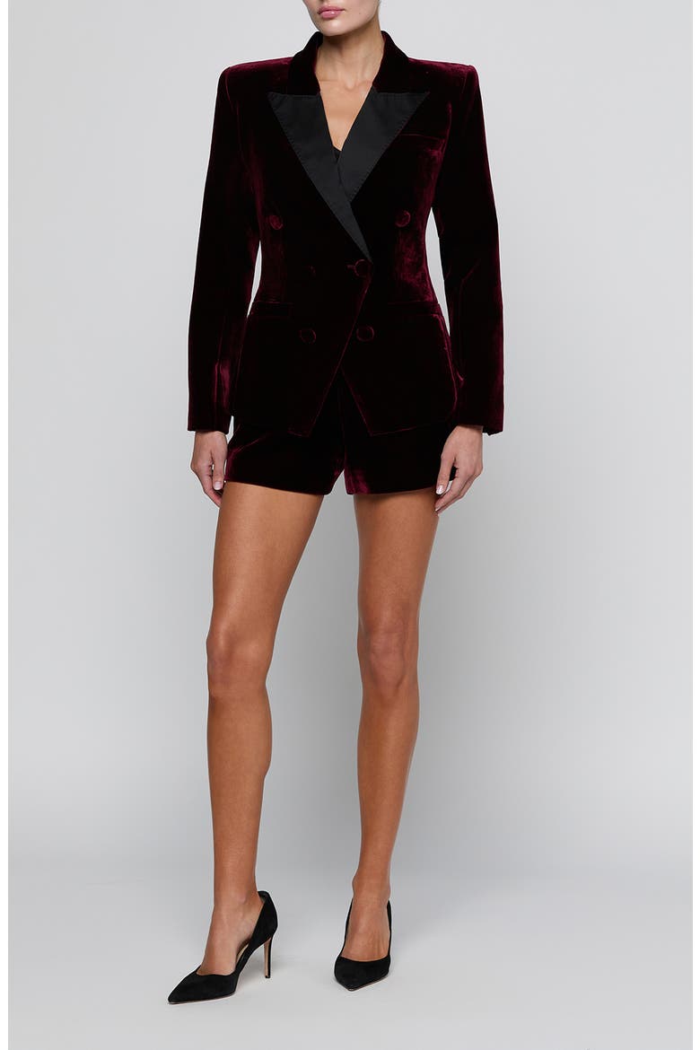 Kyomi Velvet Double Breasted Blazer, Alternate, color, DEEP PORT