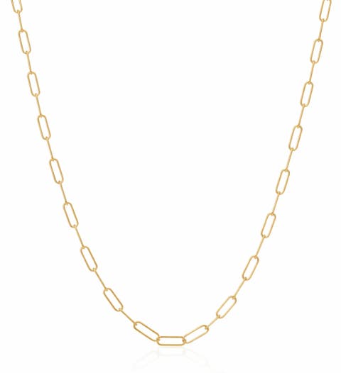 Sterling Silver Gold-Tone Paperclip Necklace