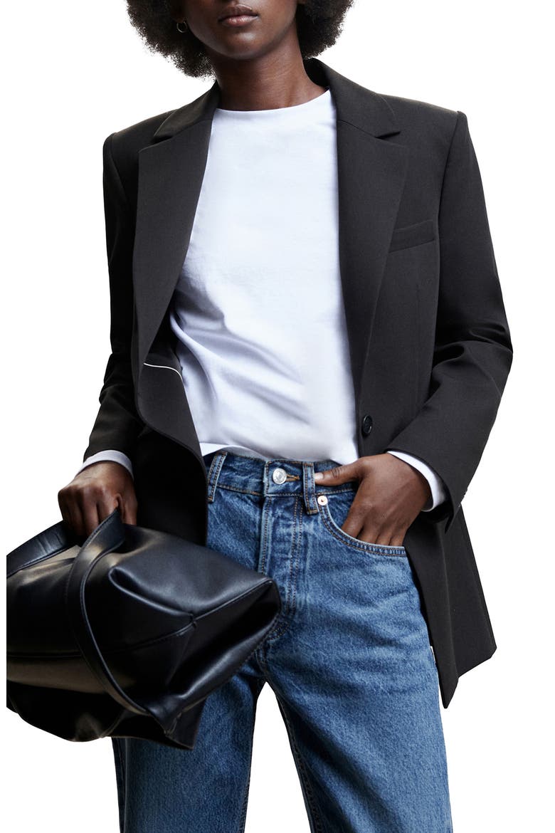One-Button Blazer, Main, color, BLACK