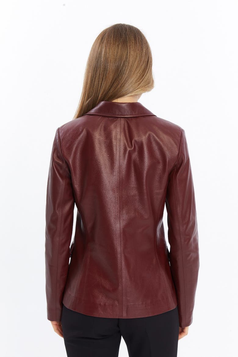 Esther Leather Jacket, Alternate, color, Burgundy