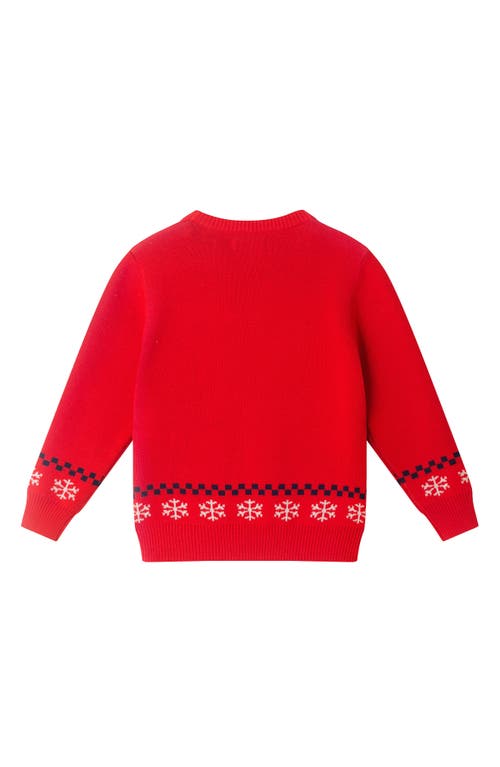 Andy & Evan Kids Dino Fair Isle Cotton Crewneck Sweater & Twill Joggers Set In Red
