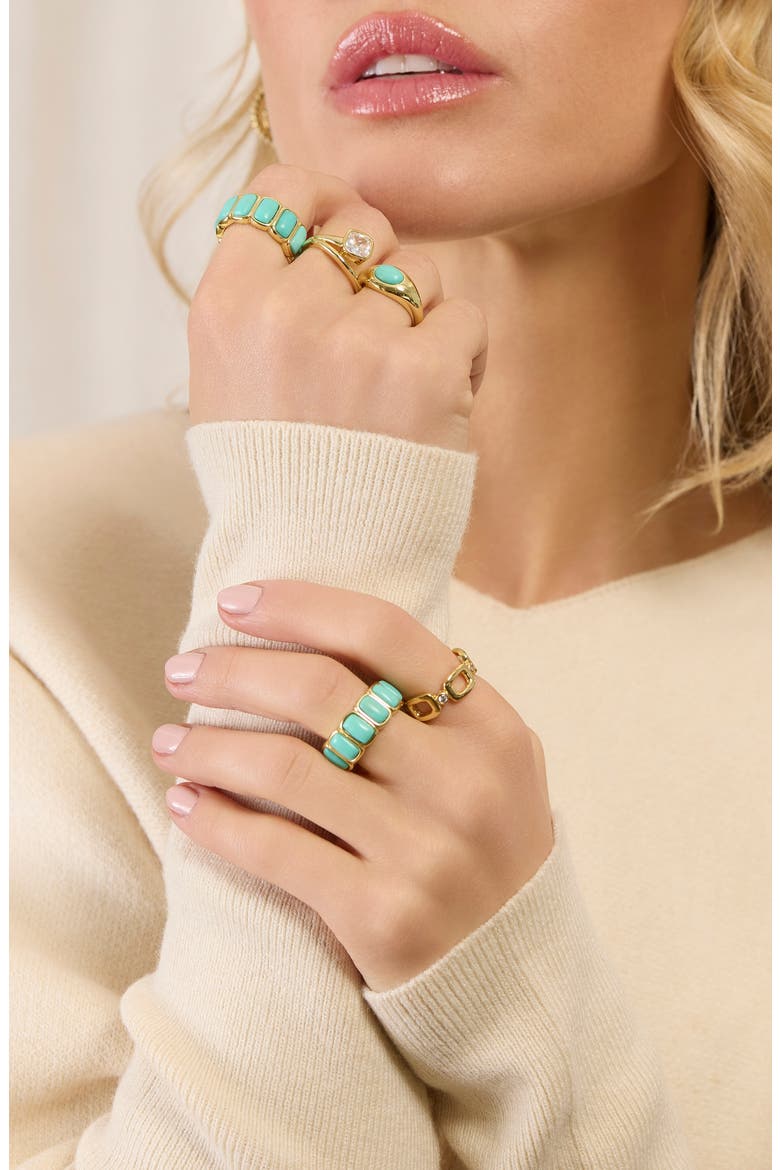 Howlite Bezel Ring, Alternate, color, GOLD