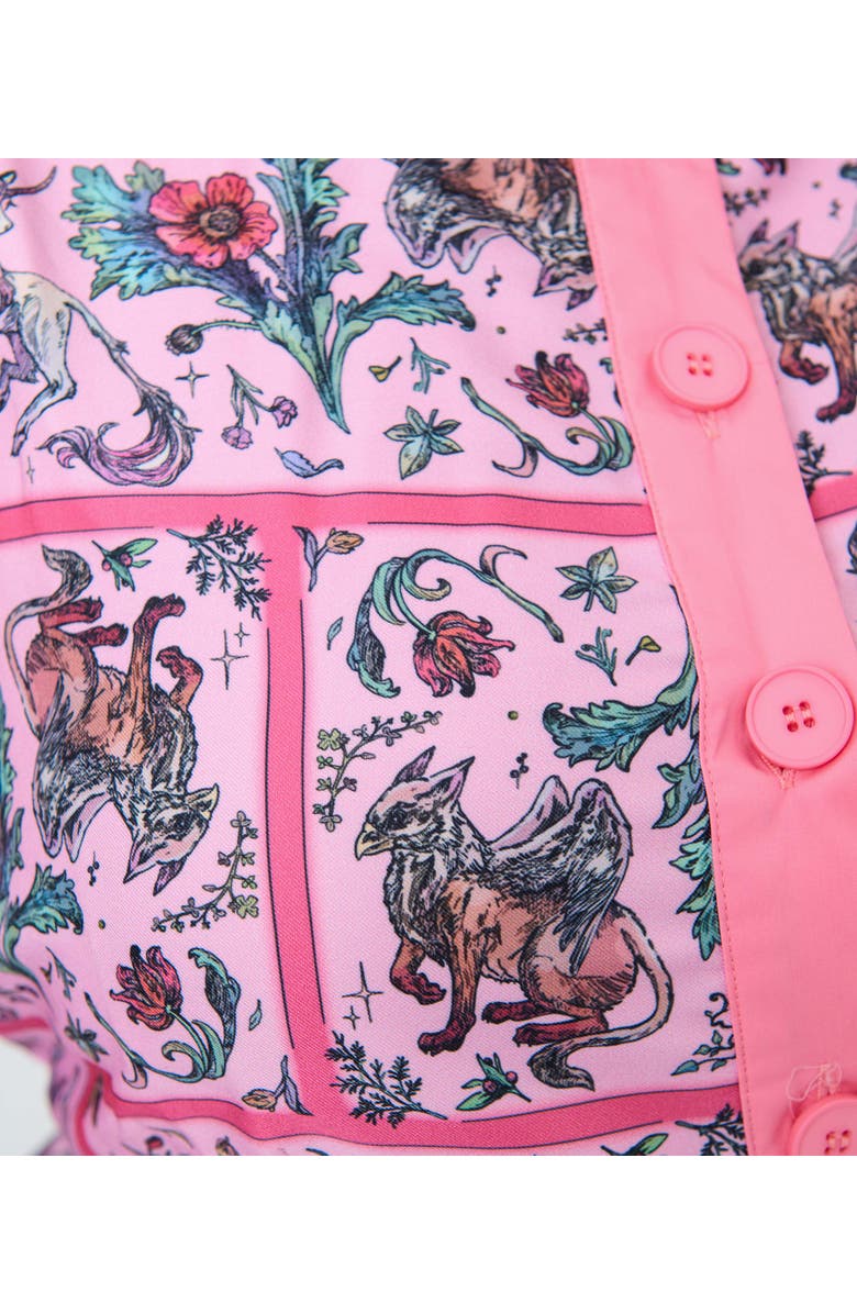 Unique Vintage Pluse Size Sleeveless Button Swing Dress, Alternate, color, Pink Floral Print