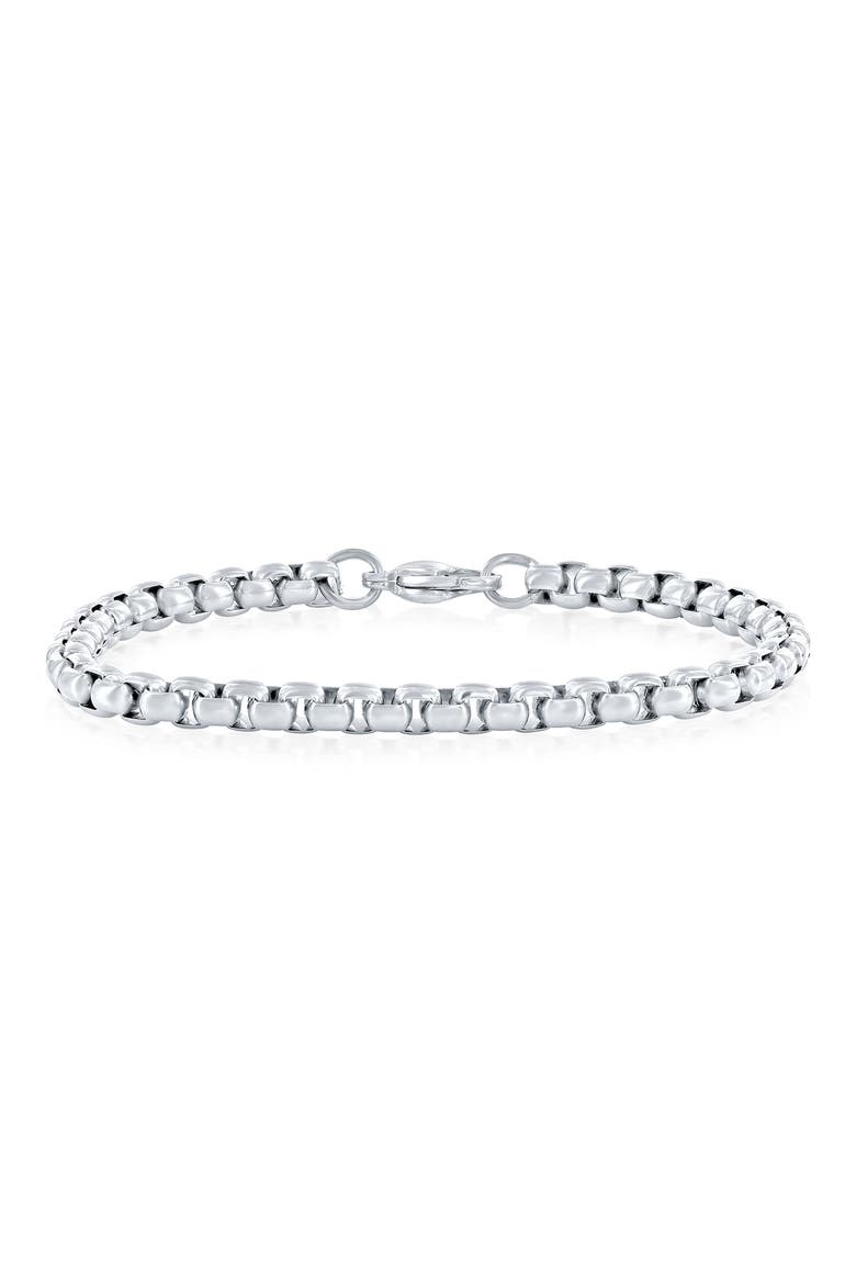 Men's Box Chain Bracelet, Main, color, SILVER