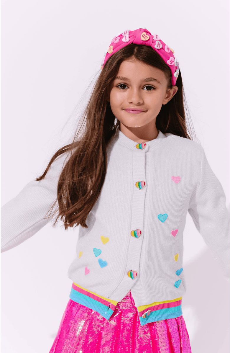 Lola + The Boys I Love You Cardigan, Alternate, color, White
