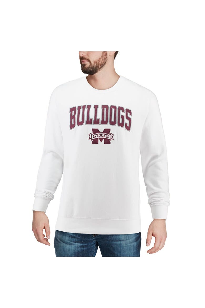 Men's Colosseum White Mississippi State Bulldogs Arch & Logo Crew Neck Sweatshirt, Alternate, color, White