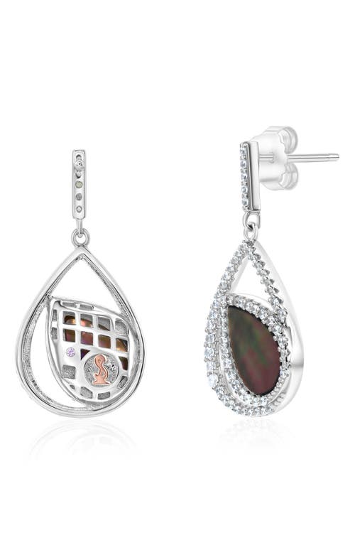 Suzy Levian Cubic Zirconia & Black Mother-of-pearl Drop Earrings