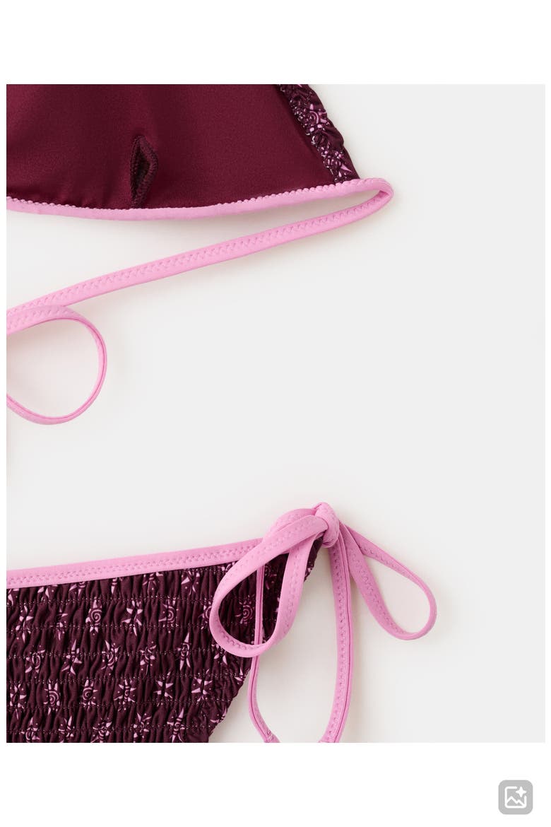Smocked Two-Piece Swimsuit, Alternate, color, BURGUNDY