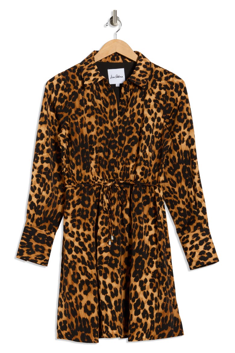 Leopard Print Long Sleeve Shirtdress, Alternate, color, LEOPARD
